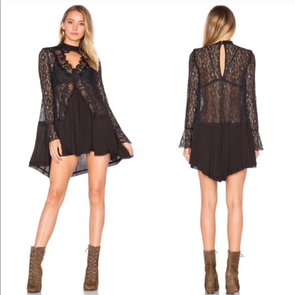 Free People Black Tell Tale Lace Tunic NWT| XS